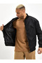 Men's Black Bomber Coat Water-Repellent K Quilted a Lined Zippered Jacket - Black - 4