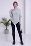 Women's Relaxed Fit Asymmetrical-Cut Sweater with a Turtleneck—Red, Brown, Gray, Burgundy, White, Beige, Anthracite - 2