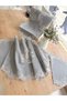 Çeyizlik Turquoise Model Gray 5 Piece Linen Lace Living Room Set Runner Set No 486745 - 5