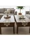 Çeyizlik Selena Model Cream Lace Linen Tablecloth Runner Set Living Room Set - 4