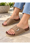 Women's everyday buckled slippers with gemstones