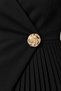 Women's Black Plus-Size V-Neck Two-Piece Set with Gold Button Collar Detail and Pleats HZL26S-TRV15101 - 5