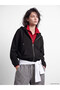 TWO MT SHOP QUALITY XSIDE Black Scuba Fabric Solid Oversized Women's Zipper Sweatshirt
