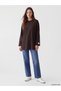 Two Mt Shop Quality Lcw Modest Brown Combed Cotton Plain Loose & Baggy Women's Sweatshirt Tunic - 2