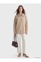 Two Mt Shop Quality Lcw Modest Beige Interlock Plain Oversize Women's Sweatshirt Tunic - 2