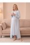 Piped Long-Sleeved Nightgown and Robe Set for Pregnant and New Mothers - 4