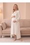 Piped Long-Sleeved Nightgown and Robe Set for Pregnant and New Mothers - 2