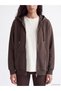 TWO MT SHOP QUALITY XSIDE Brown 3-Ply Brushed Inside Plain Oversized Women's Zipper Sweatshirt - 3