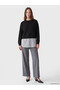 Two Mt Shop Quality Lcw Modest Black Interlock Striped Loose & Baggy Women's Sweatshirt Tunic - 2