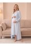 Piped Long-Sleeved Nightgown and Robe Set for Pregnant and New Mothers - 2
