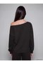 TWO MT SHOP QUALITY XSIDE Black Boat Neck Soft Touch Women's Sweatshirt - 4
