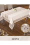 160X260 cm Sunny Cream-Gold Shiny Linen Tablecloth Dining Table Decor - 5