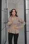 Beige Mock Neck Peplum Cardigan - 3