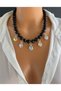 Black Stone Beaded Necklace - 4
