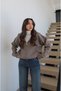 Taupe Color Wool Blend Hooded Cardigan