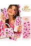 Trendy Square Crystal Fuchsia Pink Stone Adhesive Sticker Shiny Decoration for Phone, Thermos, and Bag