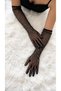 Long Fishnet Gloves embellished with black pearls for women—Evening, Prom, Party, and Nighttime Costume and Performance Gloves