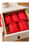 Set of 5 Ruched Red and White Polka Dot Tulle Bags, Ruched Cloth Bags - Gift Bags - 2