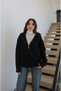 Black Wool Blend Hooded Cardigan - 2