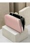 Powder Pink Satin Clutch Bag with Stone-Embellished Design and Silver Accents, Chain Strap, for Women—Evening Wear, Weddings, and Engagements - 6