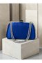 Cobalt Blue Stone Satin Silver-Chain-Accented Women's Evening Clutch Bag for Weddings and Engagements - 5