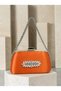 Women's Evening Clutch Bag with Orange Stones, Satin, and Silver Accents, Chain Strap—Perfect for Weddings and Engagements - 3