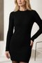 Women's Crew Neck Long-Sleeve Basic Corded Fabric Knit Dress - 2