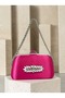 Fuchsia Pink Satin Clutch Bag with Gemstones and Silver Accents, Chain Strap, for Women—Evening Wear, Weddings, and Engagements - 3