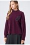 101-Leaf Beaded-Detailed Short Sweater - 2
