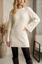Women's Crew Neck Long-Sleeve Basic Corded Fabric Knit Dress - 4