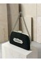 Women's Evening Clutch Bag with Black Stone Accents, Satin, and Chain-Accented Design—Perfect for Weddings and Engagements - 3