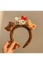 Cute Hello Kittyyy Brown Plush Crown with Three Cat Figures, Hair Accessory for Women, Teen Girls, and Children with Bow Detail - 4