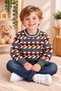 Boys' Patterned Crew Neck Stretch Knit Sweater - 6