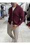 Burgundy Zipper Knit Sweatshirt MRK-2850 - 5