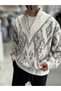 Beige Patterned Sweater with Half-Zip SW-6001 - 3