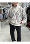 Beige Patterned Sweater with Half-Zip SW-6001 - 7