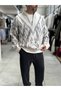 Beige Patterned Sweater with Half-Zip SW-6001 - 6