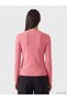 Alita City Pink Ribbed Plain Narrow & Slim Long Sleeve Women's Bodysuit - 4