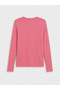 Alita City Pink Ribbed Plain Narrow & Slim Long Sleeve Women's Bodysuit - 6