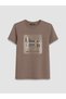 LCW EVERYDAY Brown Scuba Fabric Print Standard & Regular Short-Sleeve Women's T-Shirt—The ALITA CITY Difference - 5