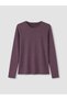 LCW EVERYDAY Purple Scuba Fabric Solid-Color Slim-Fit Long-Sleeve Women's T-Shirt, Featuring the ALITA CITY Touch - 5