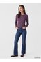 LCW EVERYDAY Purple Scuba Fabric Solid-Color Slim-Fit Long-Sleeve Women's T-Shirt, Featuring the ALITA CITY Touch - 2