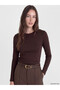 LCW Modest Brown Solid Super Skinny & Extra-Tight Long-Sleeve Women's Bodysuit—The ALITA CITY Difference