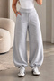 Beliska Gray Thick Curved-Hem Adjustable Elastic Waistband with Pockets, Lace-Up, 3-Thread Loose-Fit Wide-Leg Sweatpants - 5