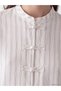 LCW Modest Ecru Linen-Look Women's Shirt with Chinese Buttons, Featuring the ALITA CITY Touch - 3