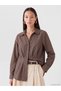 TWO MT SHOP QUALITY LCW EVERYDAY Brown Striped Modal-Blend Pleated Women's Shirt