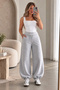 Beliska Gray Thick Curved-Hem Adjustable Elastic Waistband with Pockets, Lace-Up, 3-Thread Loose-Fit Wide-Leg Sweatpants - 3