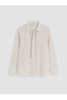 TWO MT SHOP QUALITY LCW STUDIO Ecru Striped Women's Shirt with Scarf Collar with Boat Neck - 4