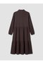 LCW EVERYDAY Brown Muslin Plain Loose & Oversized Shirt Collar Long Dress—The ALITA CITY Difference - 7