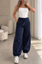 Beliska Navy Blue Thick Curved-Hem Adjustable Elastic Waistband with Pockets, Lace-Up, 3-Thread Loose-Fit Wide-Leg Sweatpants - 3